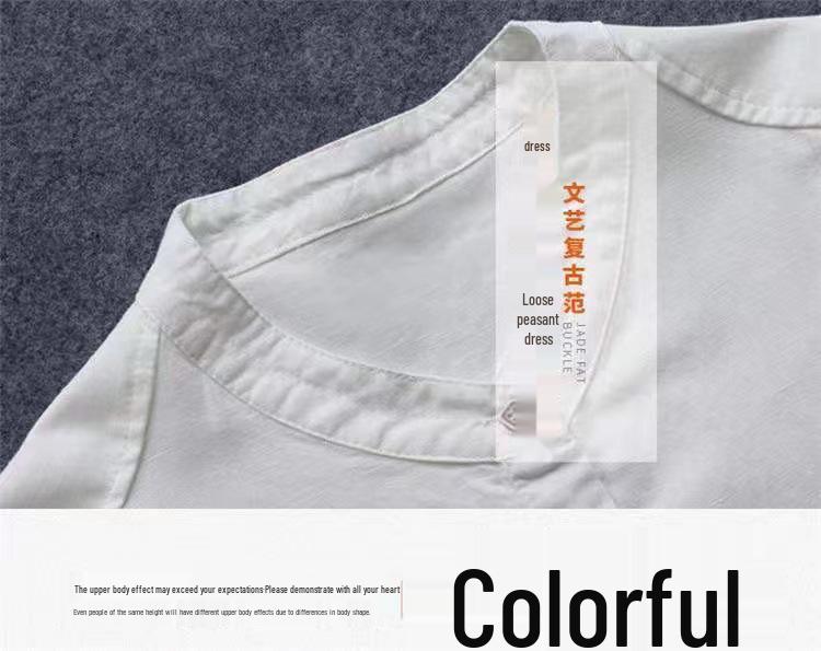 804# Cotton Linen Long Sleeve Shirt - Slimming, Plus Size, Casual Mid-Length Fashion Top for Spring and Autumn.