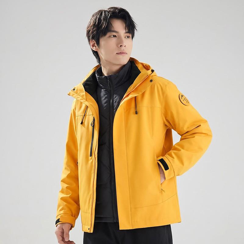 3-in-1 Abnehmbare Kapuze Winddichte Wasserdichte Outdoor-Jacke Mit Entendaunen-Isolierung Wandern Camping Trekking Winter