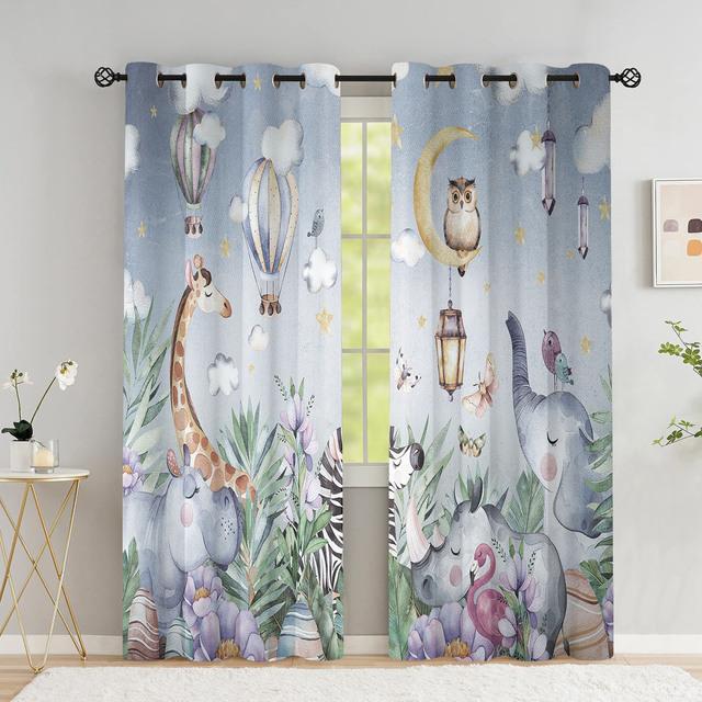 Wald Safari Tiere Verdunkelungsvorhang Cartoon Waldbär Fuchs Hirsch Kinder und Kinder Fenstervorhänge für Schlafzimmer Wohnzimmer