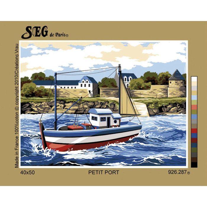 Canevas antique Petit port 40x50cm