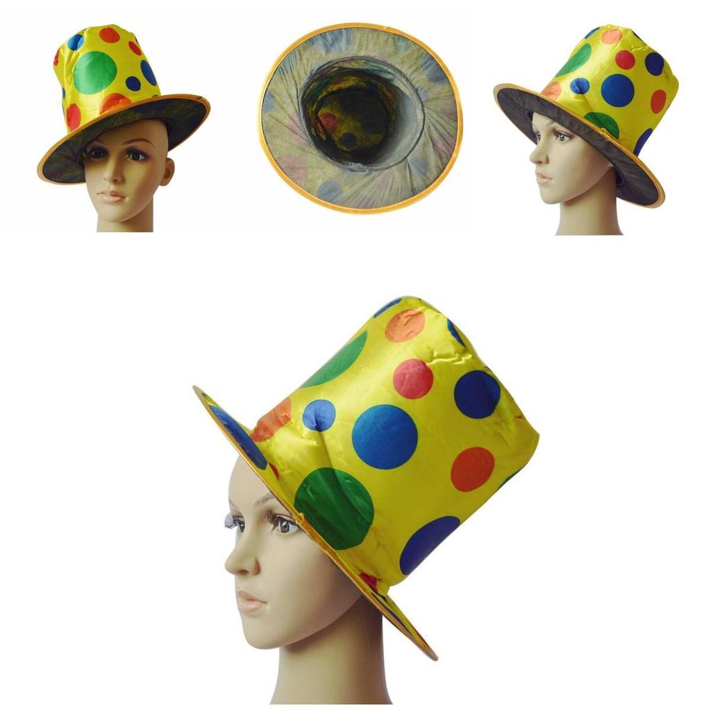 Halloween Party Performance Hat Clown Polka Dot Top Hat Magic Jazz Hat High Top Hat