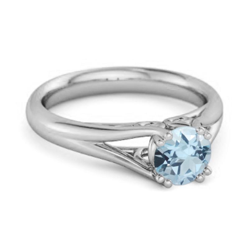 Blå Topas Elegant Bypass Solitärring - 925 Sterling Silver