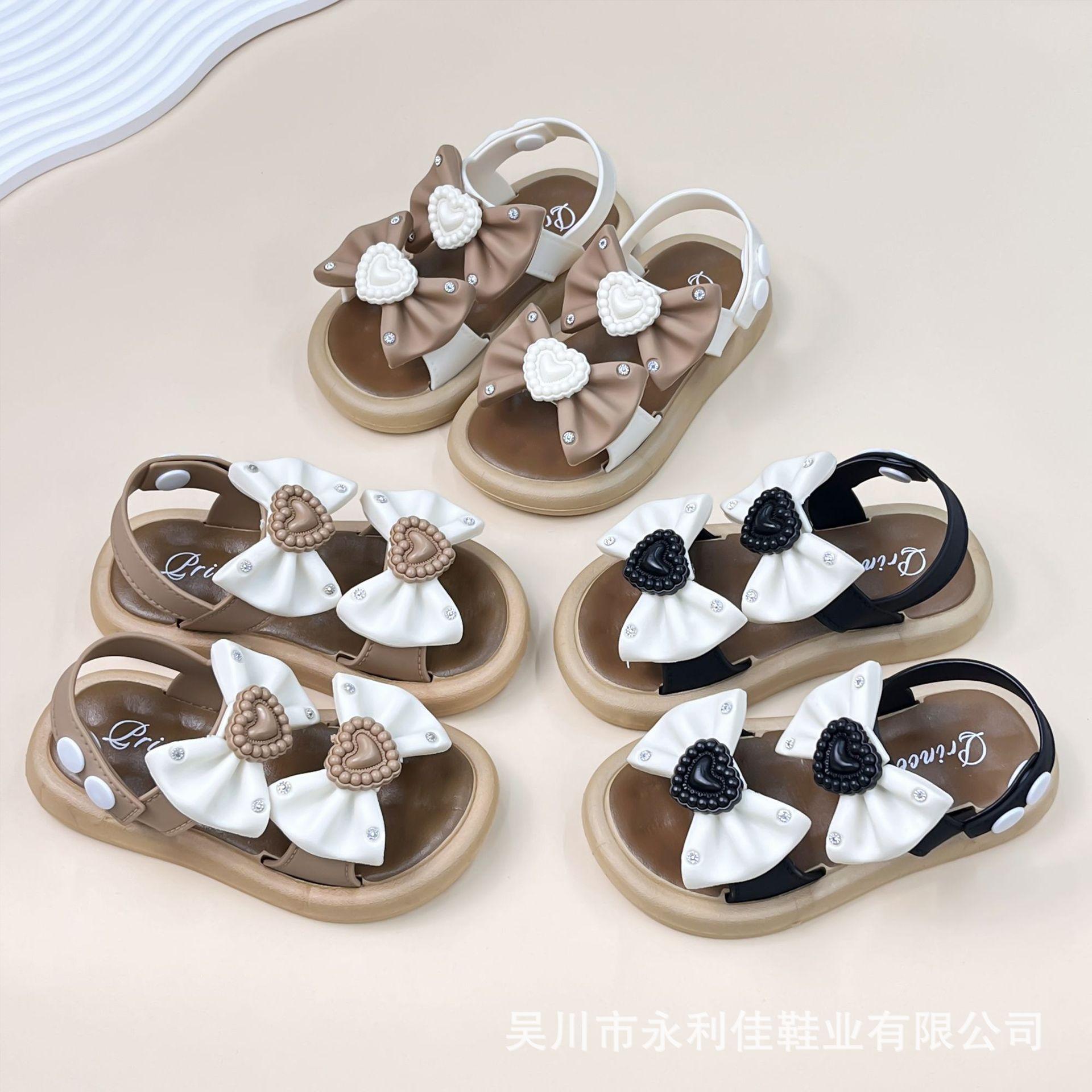 

Directly supplied girls sandals with thick soles, new model for students, summer double bow sandals for young and older children 34-37Code（No free shipp