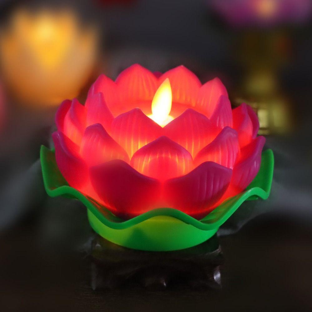 Flickering LED Lotus Candles Flameless Night Light Home Decor Lotus Flower Light  Xmas Birthday