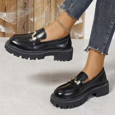 Moda Zapatos de Mujer 2024 Primavera Mocasines de Suela Gruesa Zapatos Individuales Tacón Grueso Estilo Británico Zapatos Retro para Mujer Zapatos Para Mujeres