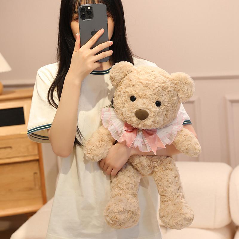 Cuddly Cartoon Bib Bear Plush Toys Stuffed Dolls For Kids Cute Dress Up Bear Birthday Gift Baby Kids Sleep Mate Christmas Gift