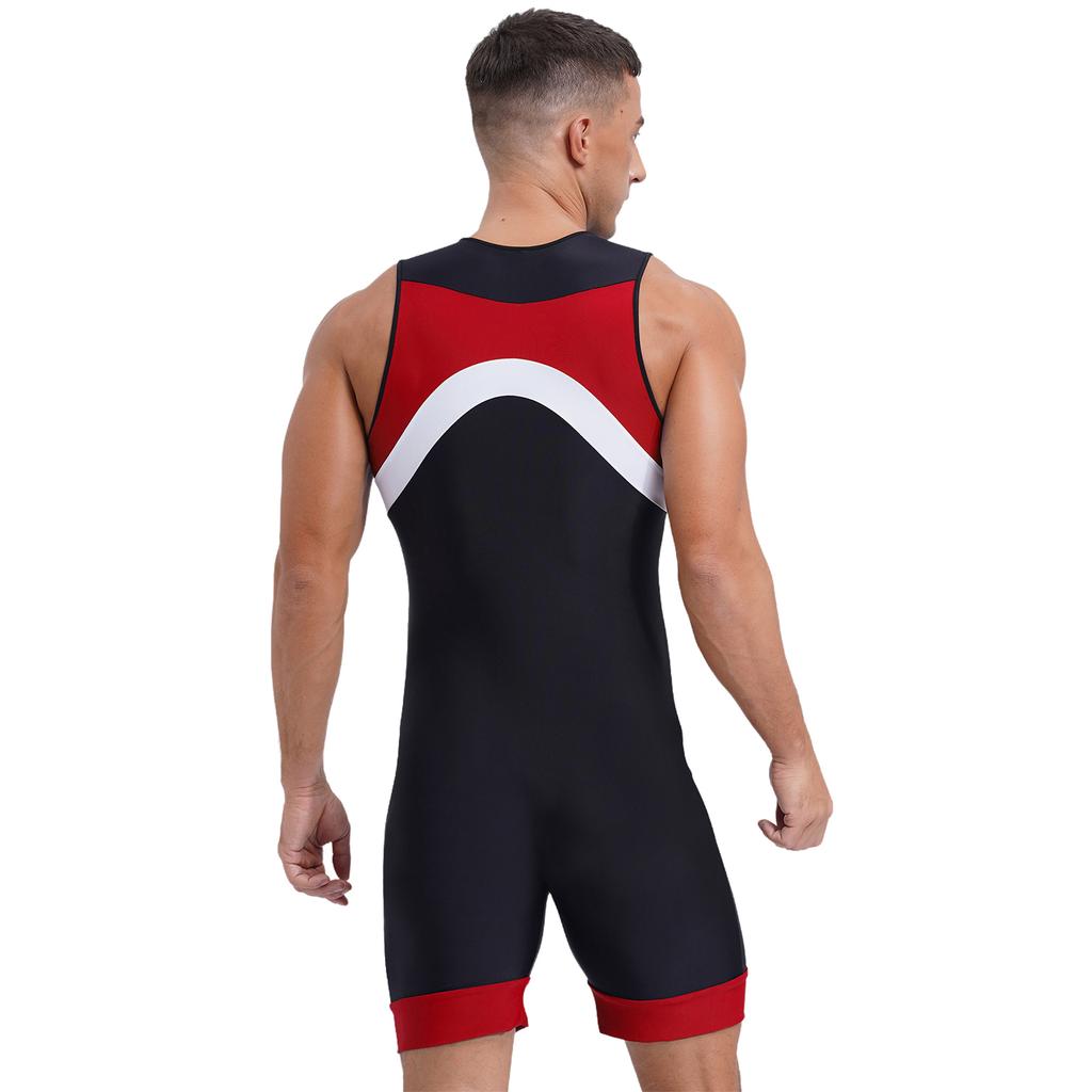 Body Deportivo de Color Contrastante sin Mangas con Cremallera Mono Deportivo Natación Surf Ciclismo