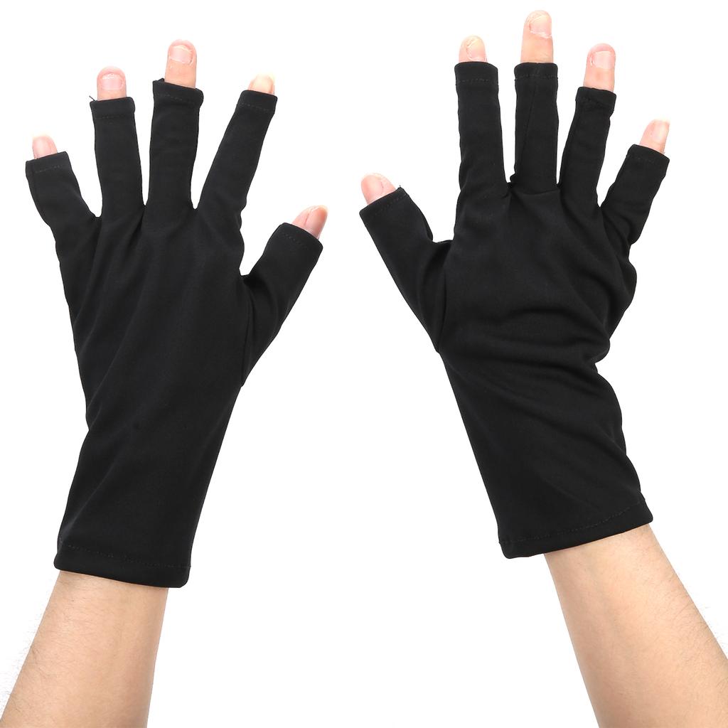 1 Pair AntiUV Glove LED Nail Art Curing Lamp UV   Glove Nail Art Skin Care Glove(Black )