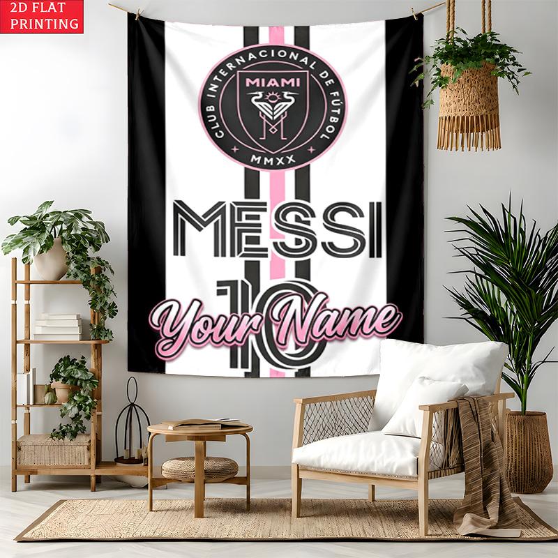 Inter de Miami Custom Name Tapestry Personalized Wall Art Hanging Bohemian Home Decor for Bedroom Dorm Living Room