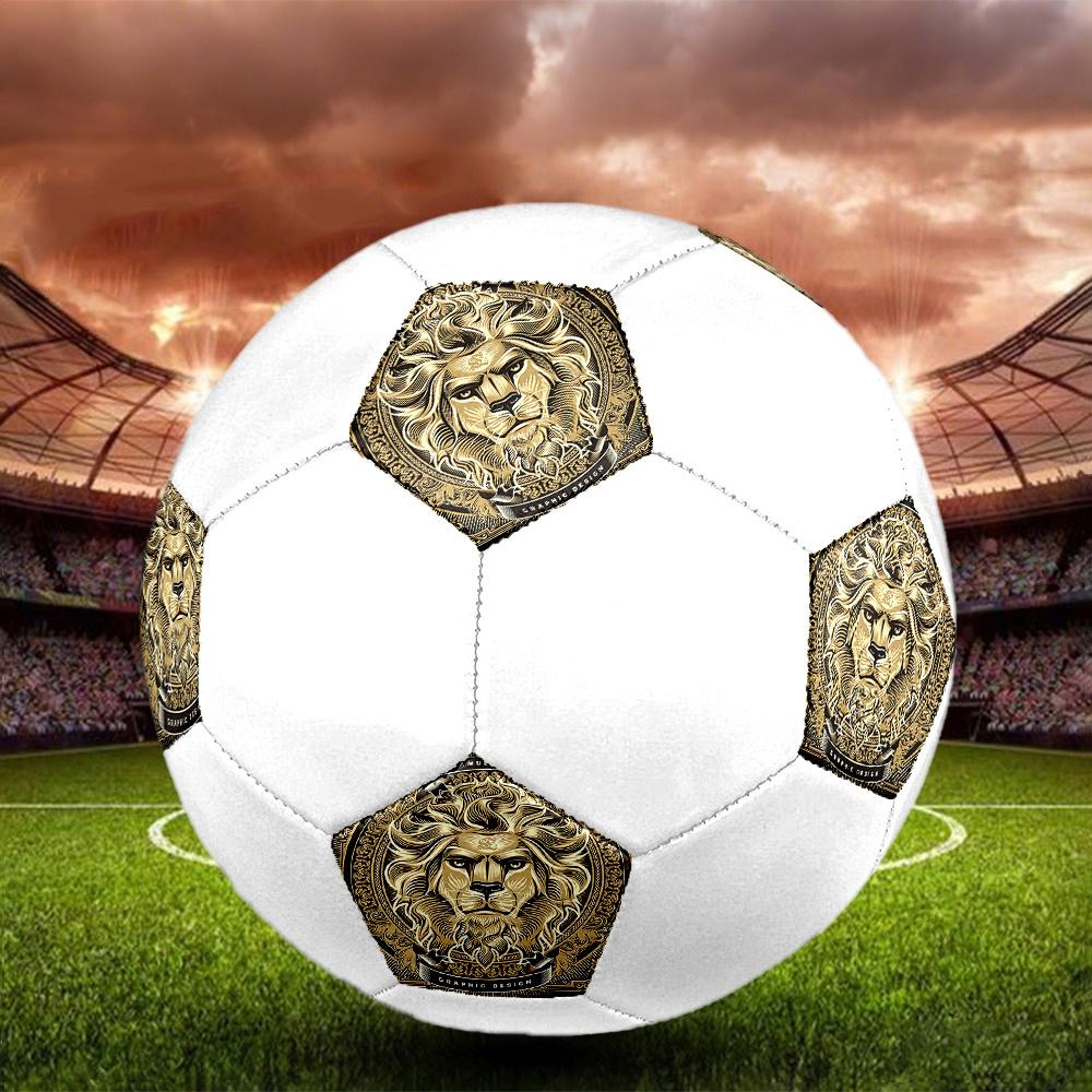 1PC Golden Lion Graphic Art Soccer Ball Size 5 Football Machine Sewn Indoor/Outdoor Universal Football N35