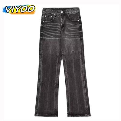 Men's Y2K Baggy Jeans Black Grey Vintage Cotton Denim Wide Leg Pants Trousers Striped Jeans For Men Korean Summer Style Steetwear