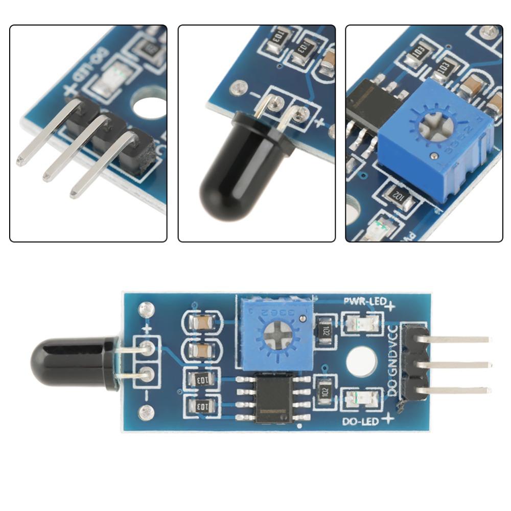 5 PCS LM393 Fire Sensor Module 3 PIN 3.3V-5V 3 Wire IR Sensor Digital Output Wide Voltage IR Infrared Fire Sensor