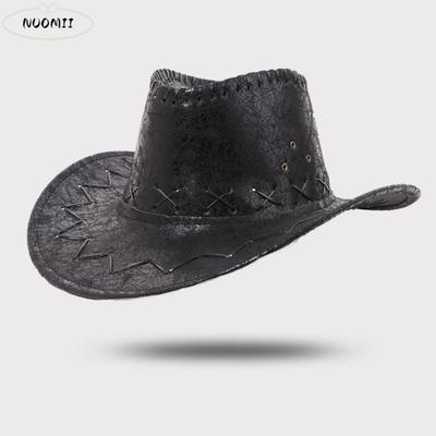PU Leather Western Cowboy Hat Knight Hat Beach Cap Summer Sun Hat Climbing Hat Sun Protection Cap Sunscreen Cap Woman/Female