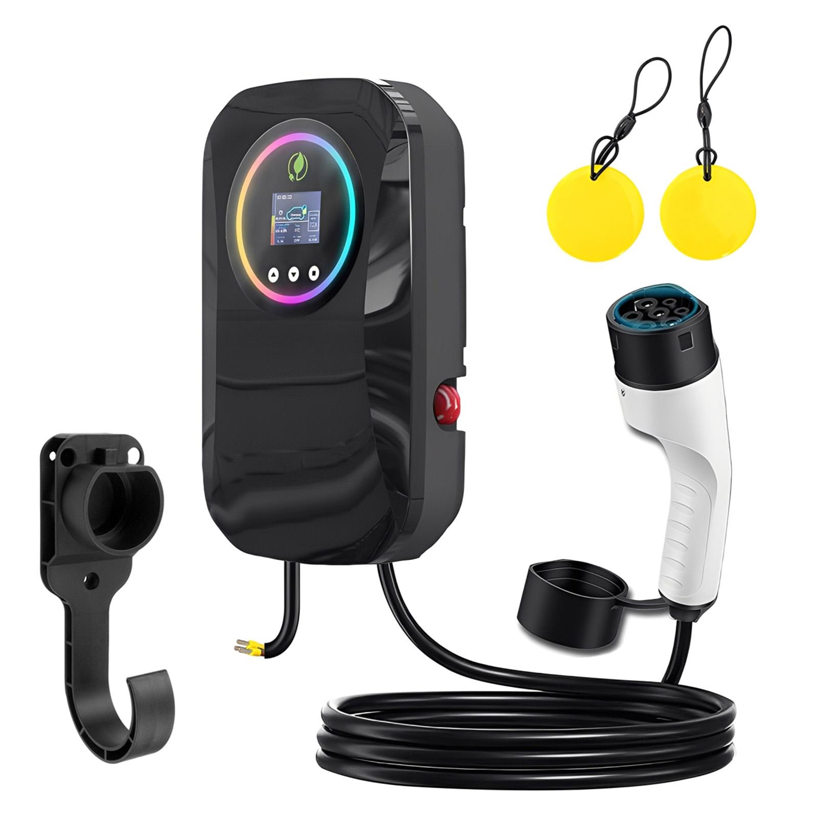 

EV Charging Station 7KW 32A RGB EV Charging Station With Hook 5M Cable Wall-Mounted Electric Car Ev Charger чорний