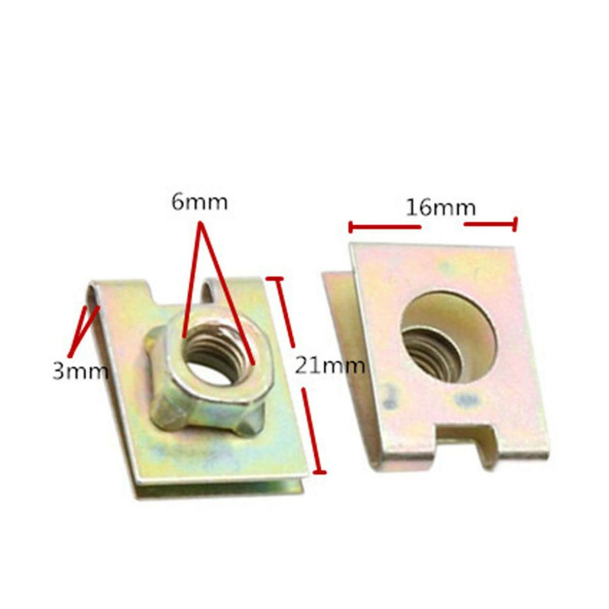 

New 10Pcs M6 6mm Metal U-Type Plate Nut Speed Clips U-Clip Speed Nuts Fasteners Set
