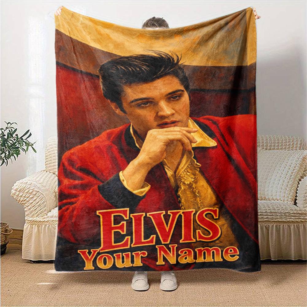 Elvis Presley Customize Your Name Blanket Gift Personalized Blanket Durable Comfort for Seaside Couch Livingroom Nap for All Occasions