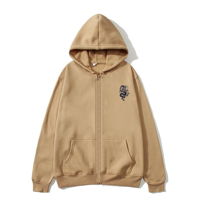 Black Dragon Zip Hoodie Oversized Hoodie Streetwear Women's Sweatshirt Women Hoodie Pocket Long Sleeve Black Dragon Zip Hoodie