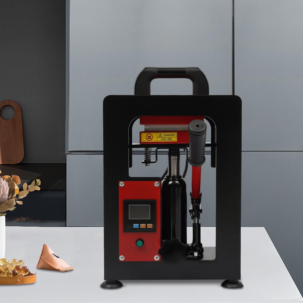 Black Manual hydraulic rosin pressing machine, 1*Hydraulic Heat Press Machine 1*Power Cord 1*Lifting Jack's Handle