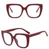 Women's Burgundy Square PC Frame Retro Flat Light Mirror for Daily Wear Simple Stylish Eyewear