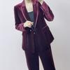 Spring 2026 Korean Style Velvet Blazer & Straight Pants Set