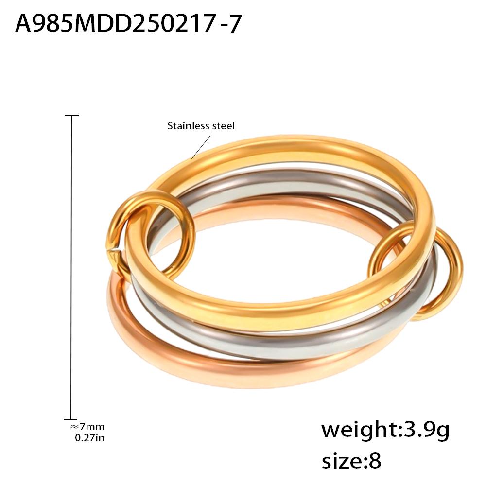 Multi Color Links Stacked Stainless Steel Rings For Women 18k Gold Plated No Fading Rock Hip-hop Style Women's Ring Female Rings