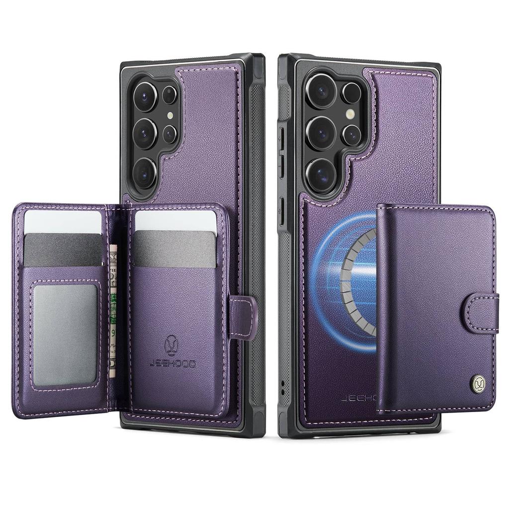 Portemonnaie-Hülle für Samsung Galaxy S25 Edge S25 S24 S23 S22 S21 S20 Ultra, Premium Abnehmbarer Magnetischer Kartenhalter RFID-Blockierung