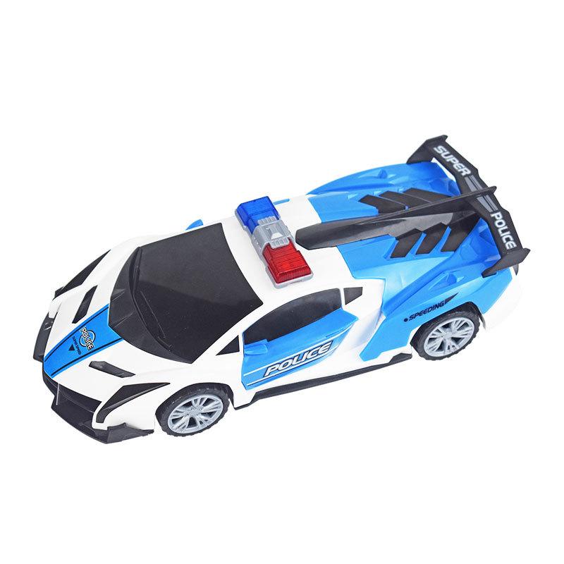 Electric Rotating Police Car Toy with Sound, Light, and Deforming Stunt Features