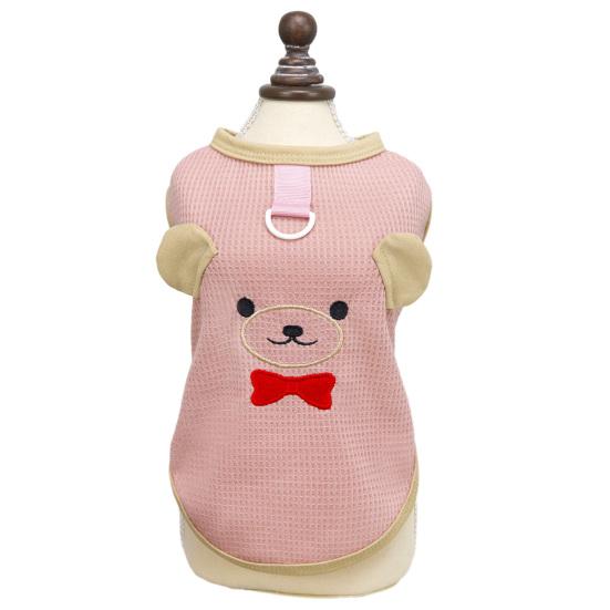 

Жилет для питомца с кольцом для поводка D-образным кольцом Мягкая вафельная ткань, приятная для кожи Милый дизайн Контрастный цвет Шлейка-жилет для маленьких собак Той-терьер Бишон XS розовый