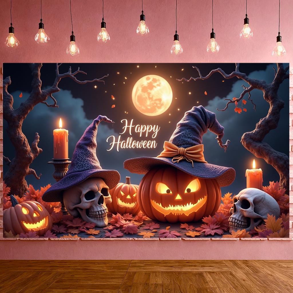 Party Decoration Witch Hat Photo Prop Celebration Banner Autumn Leaves Autumn Decor For Photo Shoot Indoor Decoration Event