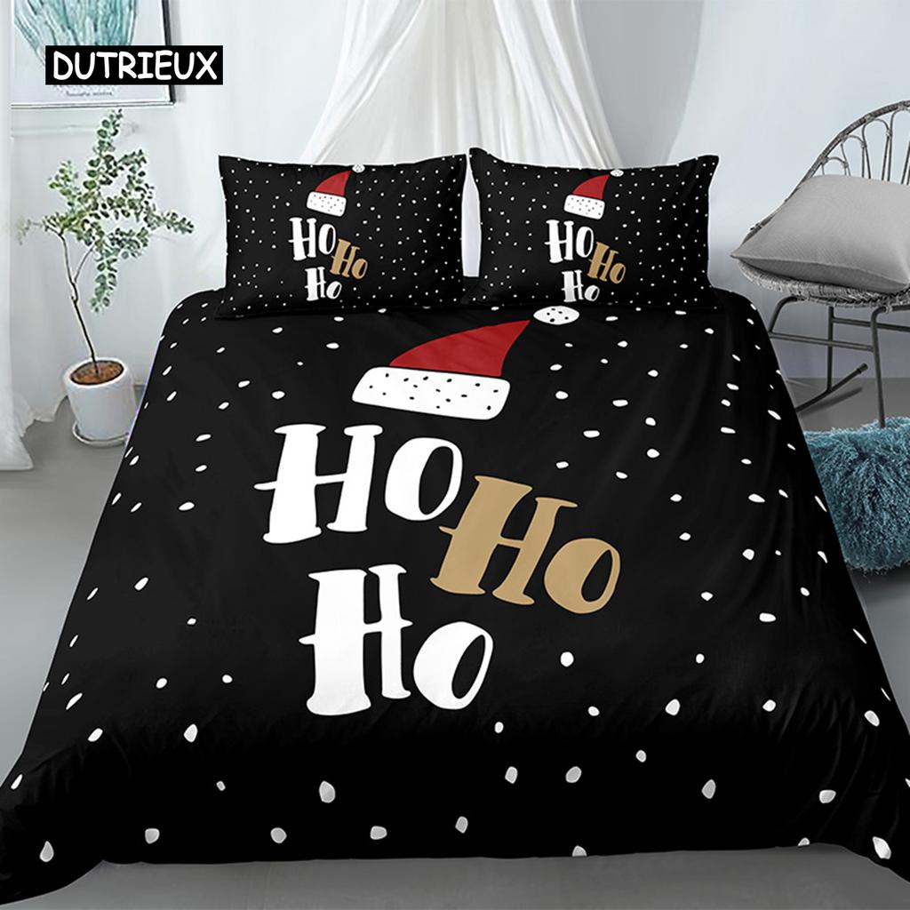 Merry Christmas King Queen Duvet Red Cartoon Santa Car Animals Bedding Set for Children Boy Girl Happy Holiday Theme Quilt Cover
