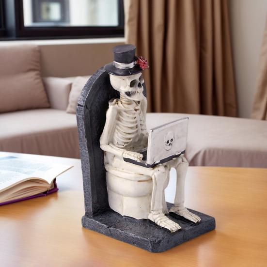 Creative Skeleton Ornament Funny Halloween Desktop Decoration Horror Theme Office Prank Props Gift for Programmers