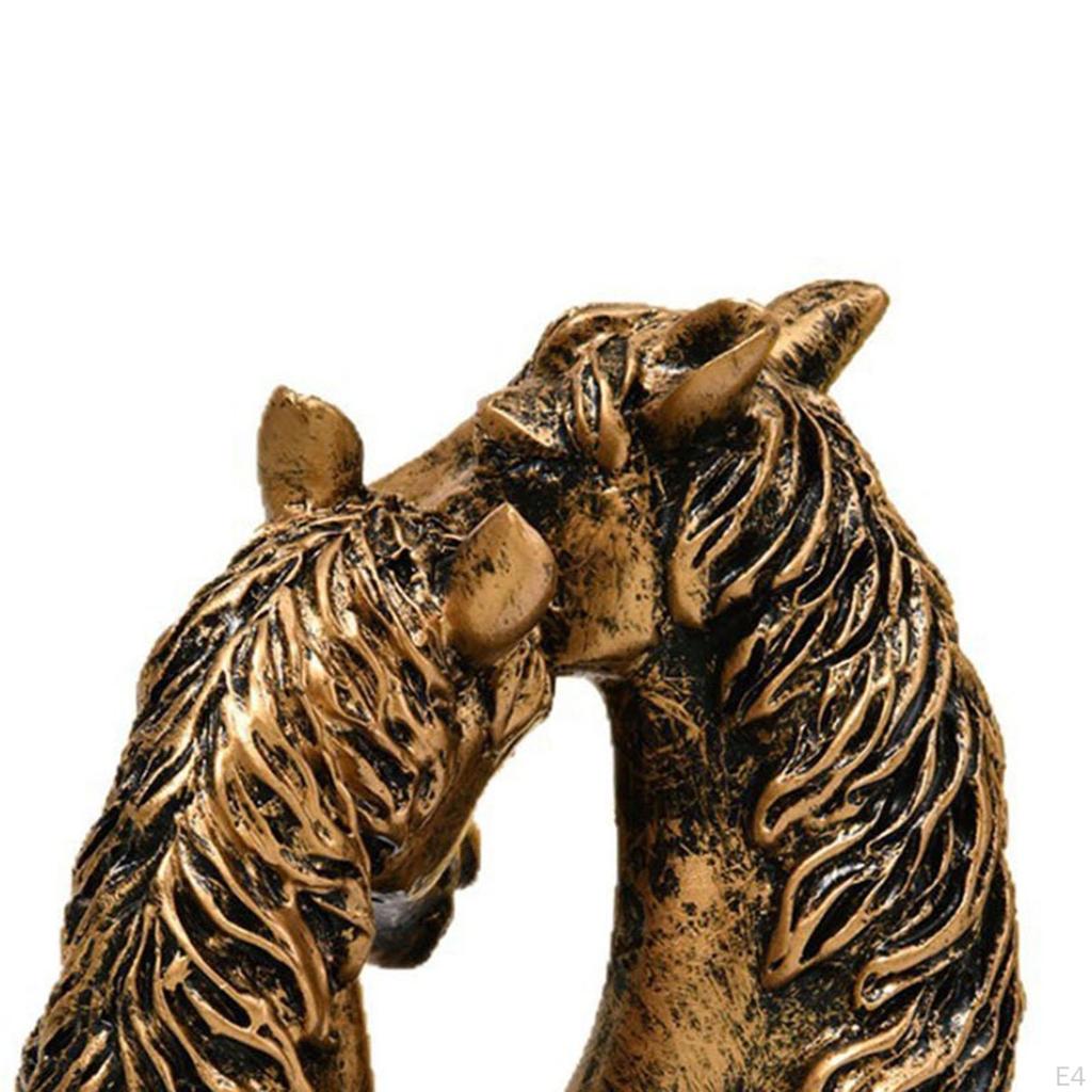 Double Horse Head Figurine Chinese Year Decoration Artwork Collection Creative Desktop Ornament