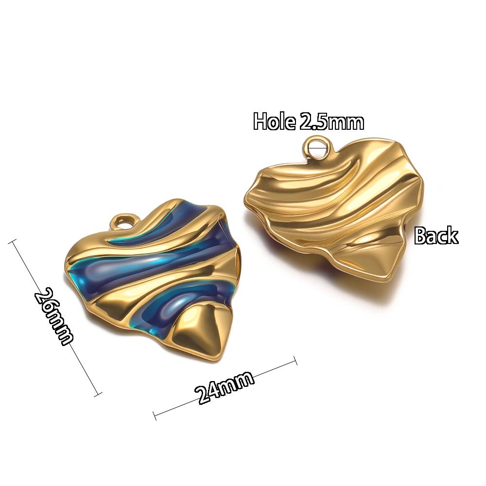 5Pcs Stainless Steel Waved Heart Charms for DIY Women Jewelry Necklace Findings Bracelets Pendants Earrings Making Accessories