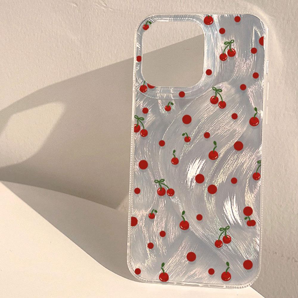 Summer Sweet Red Circular Dot Cherry Phone Case for Samsung Galaxy S25 S24 S23 S22 S21 FE Plus Ultra Shell Silicone Back Cover