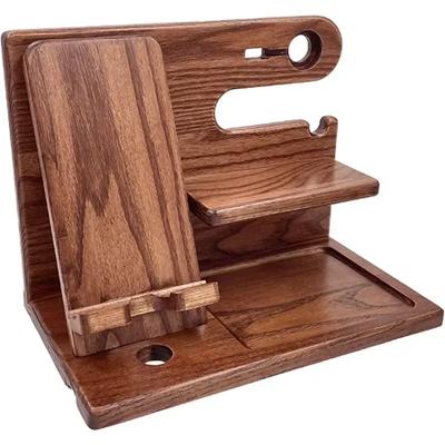 Multifunktionale Holz-Telefon-Erweiterungsbasis Vatertagsgeschenk Nachttisch Desktop-Organizer Aufbewahrungsregal Handyhalter