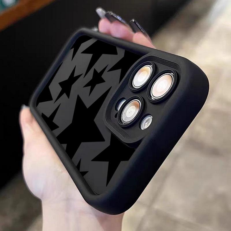 Černé hvězdicové pouzdro na telefon pro iPhone 17 Pro Max Pouzdra iPhone 16E 16 15 14 13 12 11 XS X XR 7 8 Plus 17 Air Měkký nárazníkový kryt