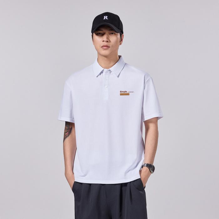 Mens Short-sleeved Letters POLO Blouse Mens Short-sleeved T-shirt Comfortable Fit Lapel Summer Latest Style T-shirt 4XL