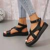 Flat-soled Sandals Women's Spring and Summer New Large-size Set Toe Thick-soled Casual Anklet Buckle with Beach Sandals