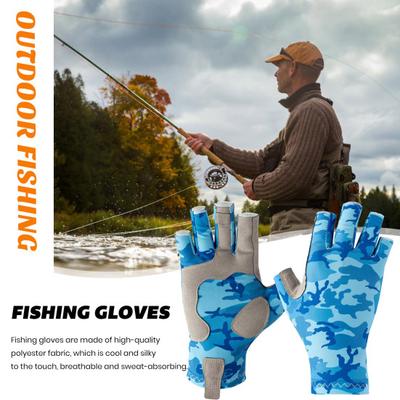 1 Pair Camouflage Half-finger Fishing Gloves UPF 50+ UV Protection Lightweight Men Women Outdoor Sports Sailing Kayak Paddling Rowing Fingerless Glove