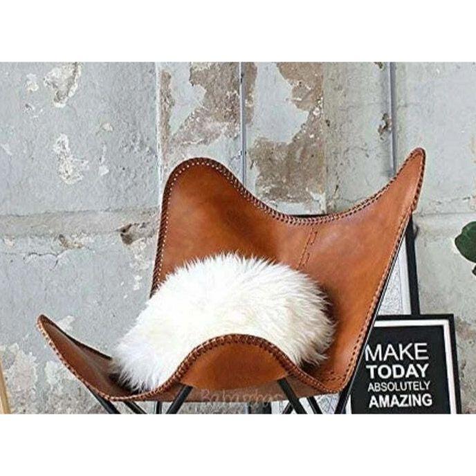 Vintage Handmade Classic Cover Cowhide Leather Butterfly Chair  (Cover Only)