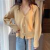 Retro simple sweater jacket women's autumn and winter new solid color loose and thin knitted cardigan top trendy