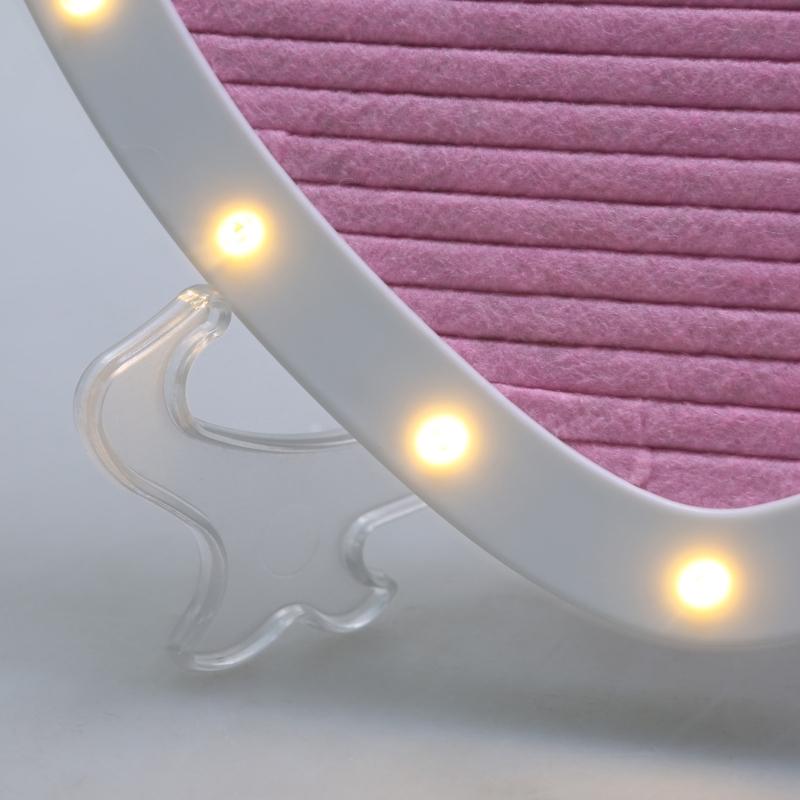 Heart Shaped Felt Letter Board Message Sign with LED Light and Changeable Letters and Stand for Party Table Decorations