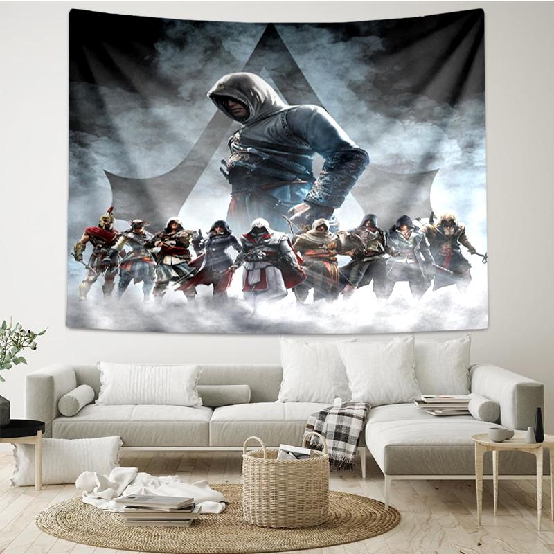 Tapeçaria com Estampa de Assassin's Creed, Fundo, Montagem Fácil, Ideal para Quarto, Escritório e Sala de Estar, com Decoração Estética para Pendurar na Parede.