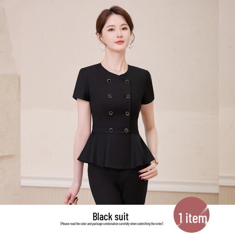 Gray Women's High-End Professional Short-Sleeve Two-Piece Summer Workwear
