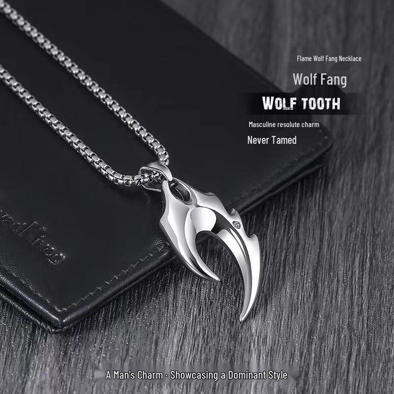 Men's Trendy Wolf Tooth Necklace - Unique, Colorfast Pendant with High-End European & American Design