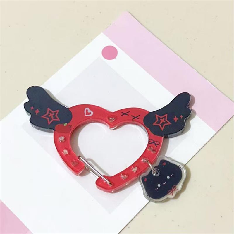 

Карабин в форме сердца с крыльями, альпинистская пряжка, акриловый брелок конфетного цвета, подвески, многоцелевое кольцо для ключей, крючок для подвешивания на сумку красный
