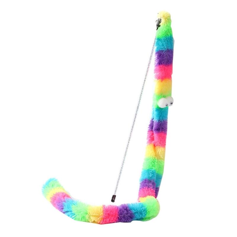 2 Pieces Cats Toy Wand Teaser with Bell Plush Strip Toy Interactive for Indoor Cats Gift for Kitten Playing Exercisin