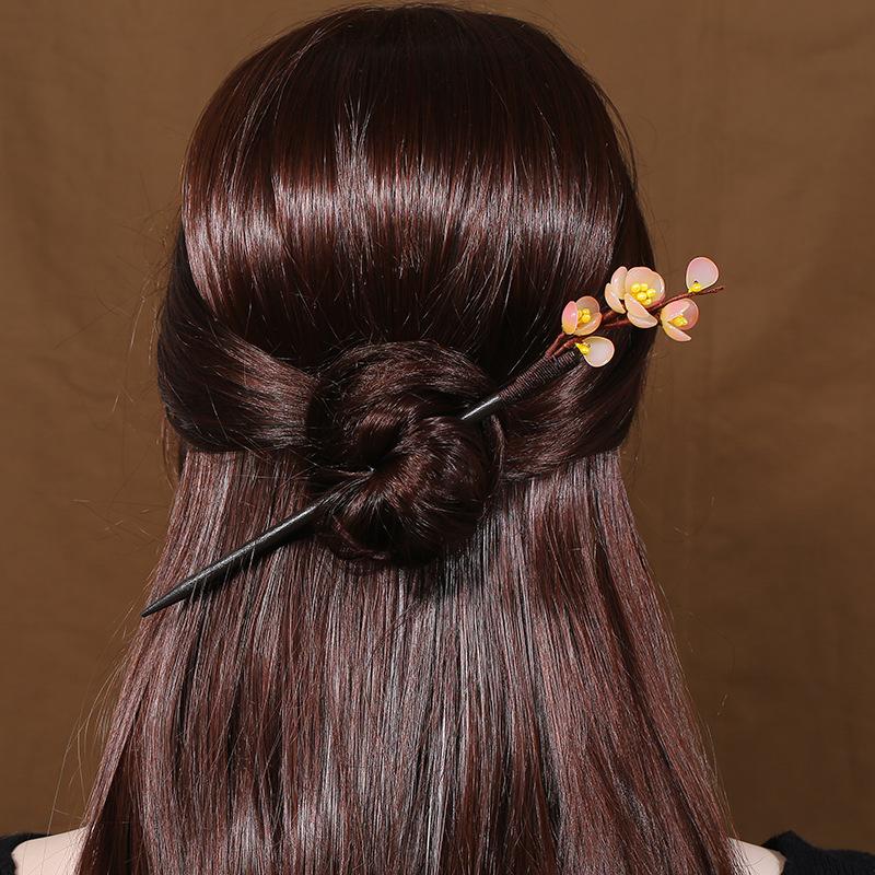 

Древний ханьфу глазированная цветочная заколка для волос женская классический темперамент заколка для пучка деревянная заколка ручной работы шаг заколка ювелирные изделия