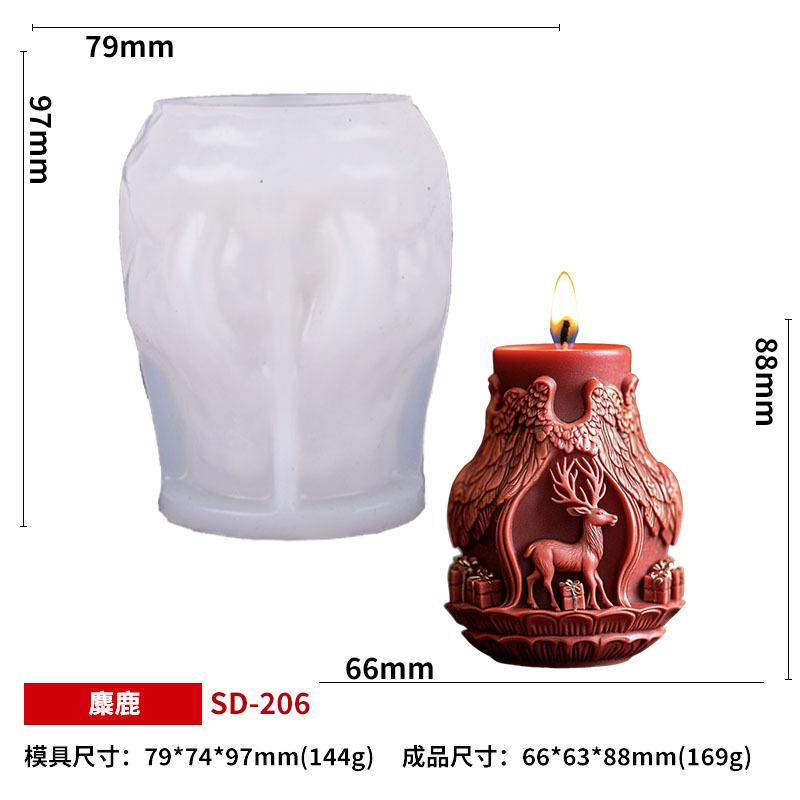 Christmas DIY Scented Candle Silicone Mold Set Holiday Reindeer Santa Shape Handmade Candle Making