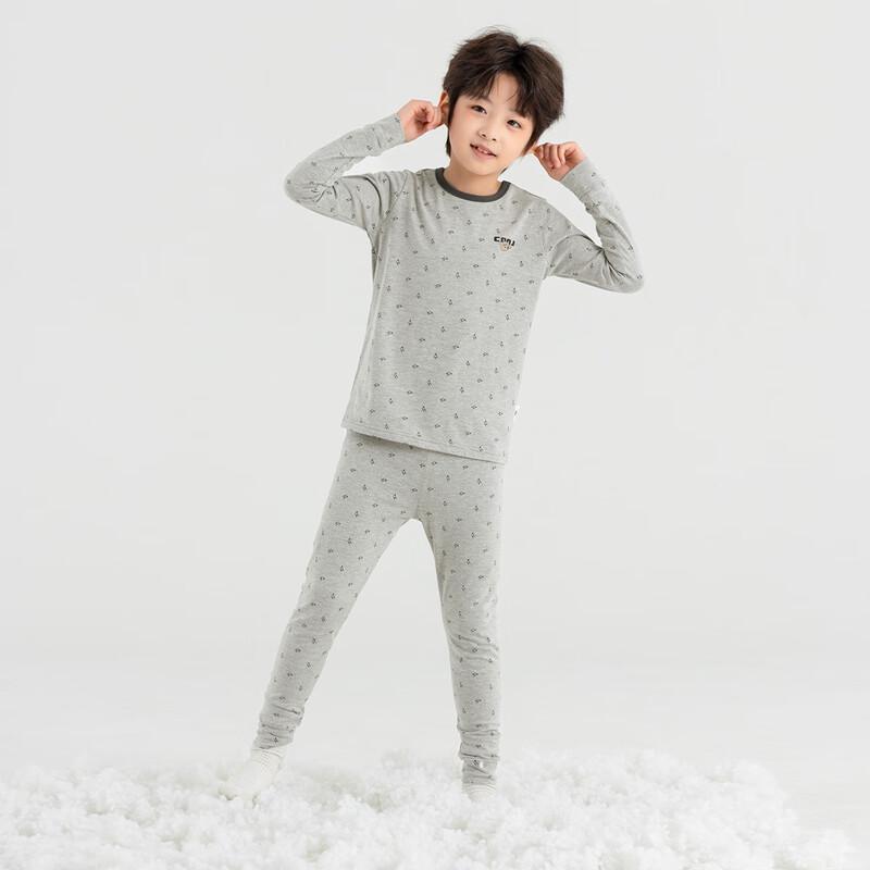 Duoduo Boys' 7A Antibacterial Bear Print Thermal Pajama Set